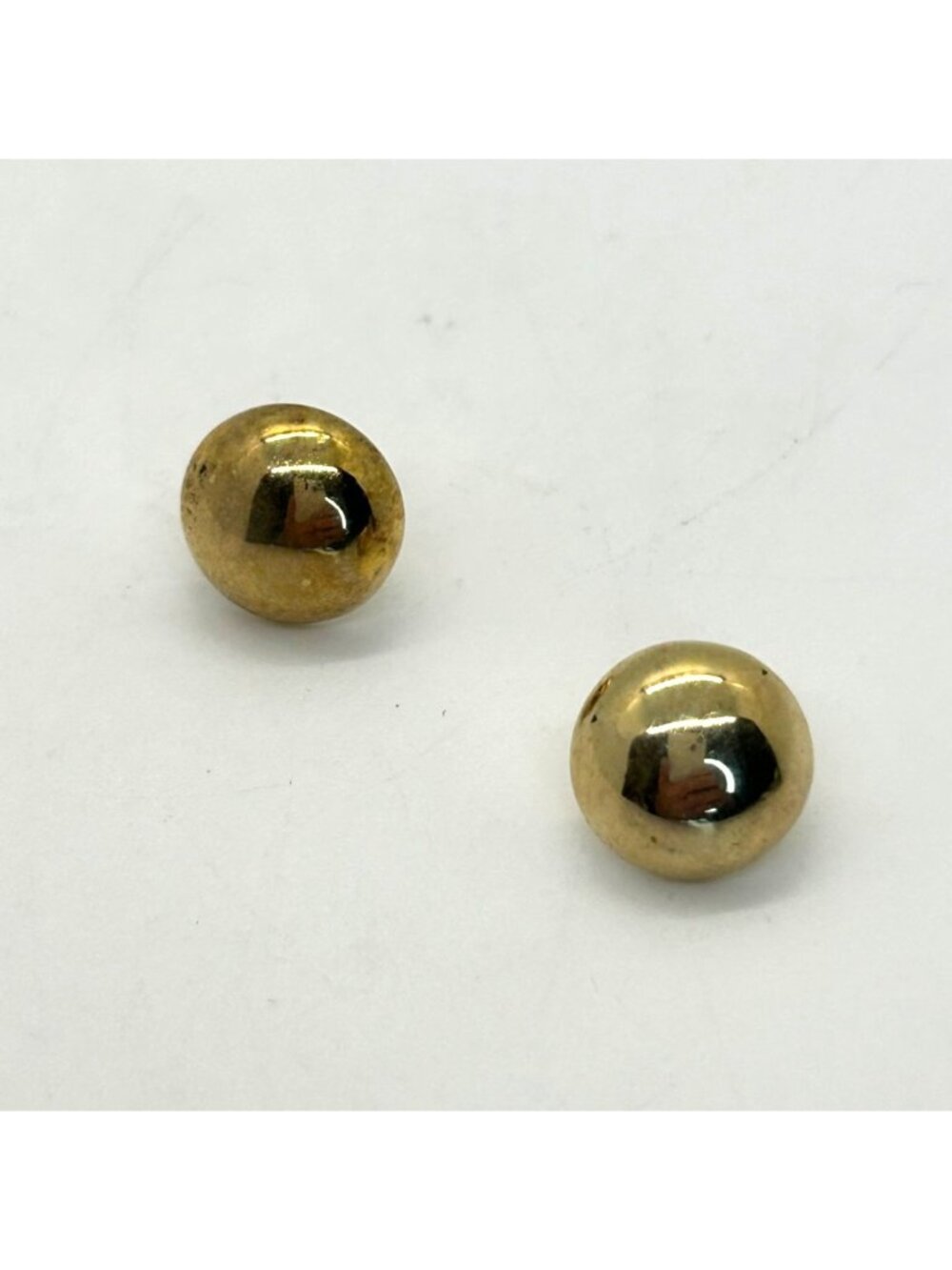 Gold Vermeil Over Sterling Silver Puffy Round Earrings 925 For Women Vintage REA - Picture 4 of 7